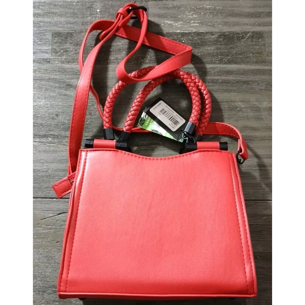 Badgley Mischka Vegan Leather Crossbody Purse Bag Hot Red Black - NWT